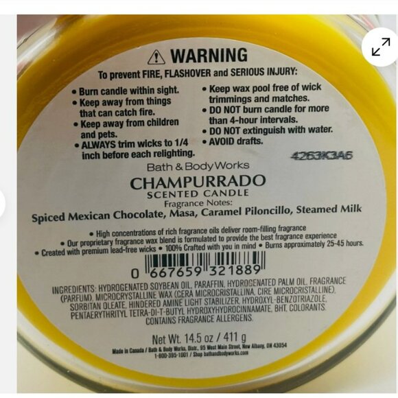 Bath & Body Works Feliz Navidad Champurrado Scented 3 Wick Large Candle 14.5 oz - Picture 2 of 3